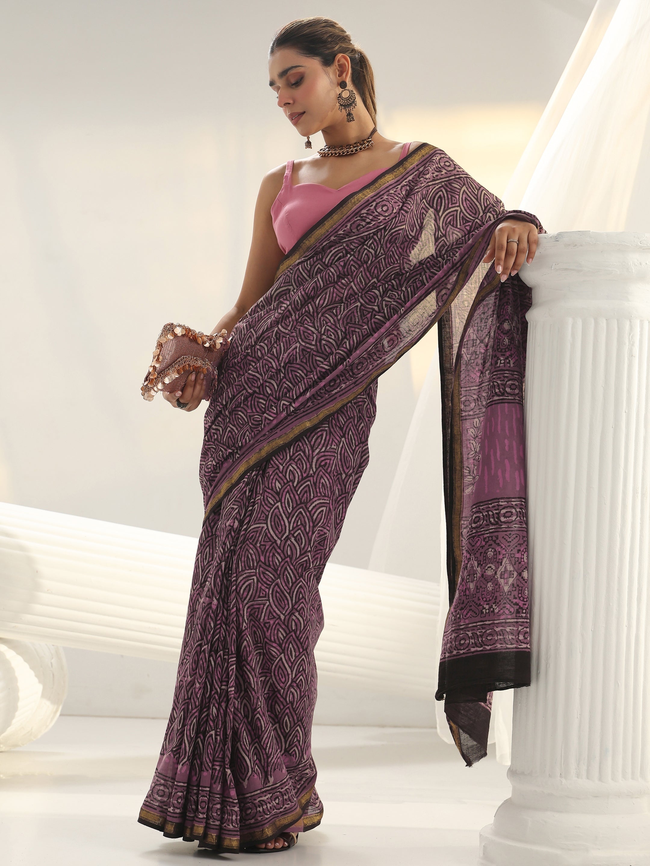 libas Pink Floral Printed Cotton saree-picture-57