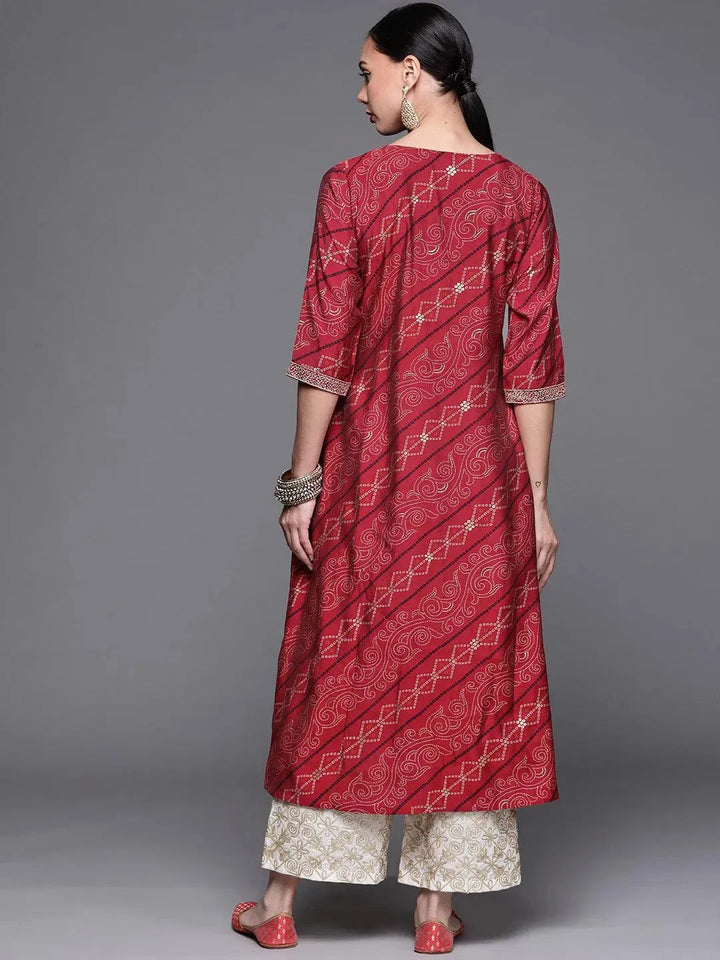 Pink Printed Chanderi Silk Kurta - Libas