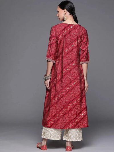 Pink Printed Chanderi Silk Kurta - Libas