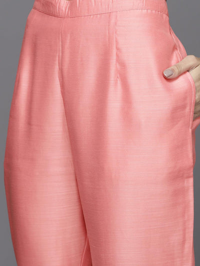 Pink Printed Chanderi Silk Suit Set - Libas