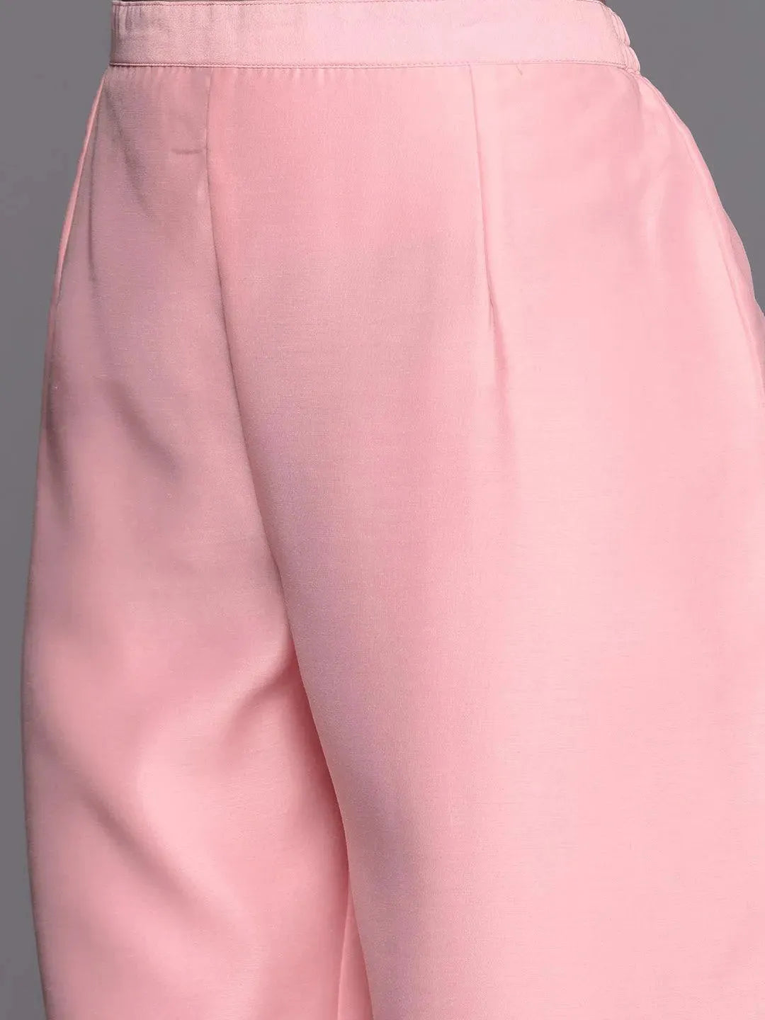 Pink Printed Chanderi Silk Straight Suit Set - Libas 