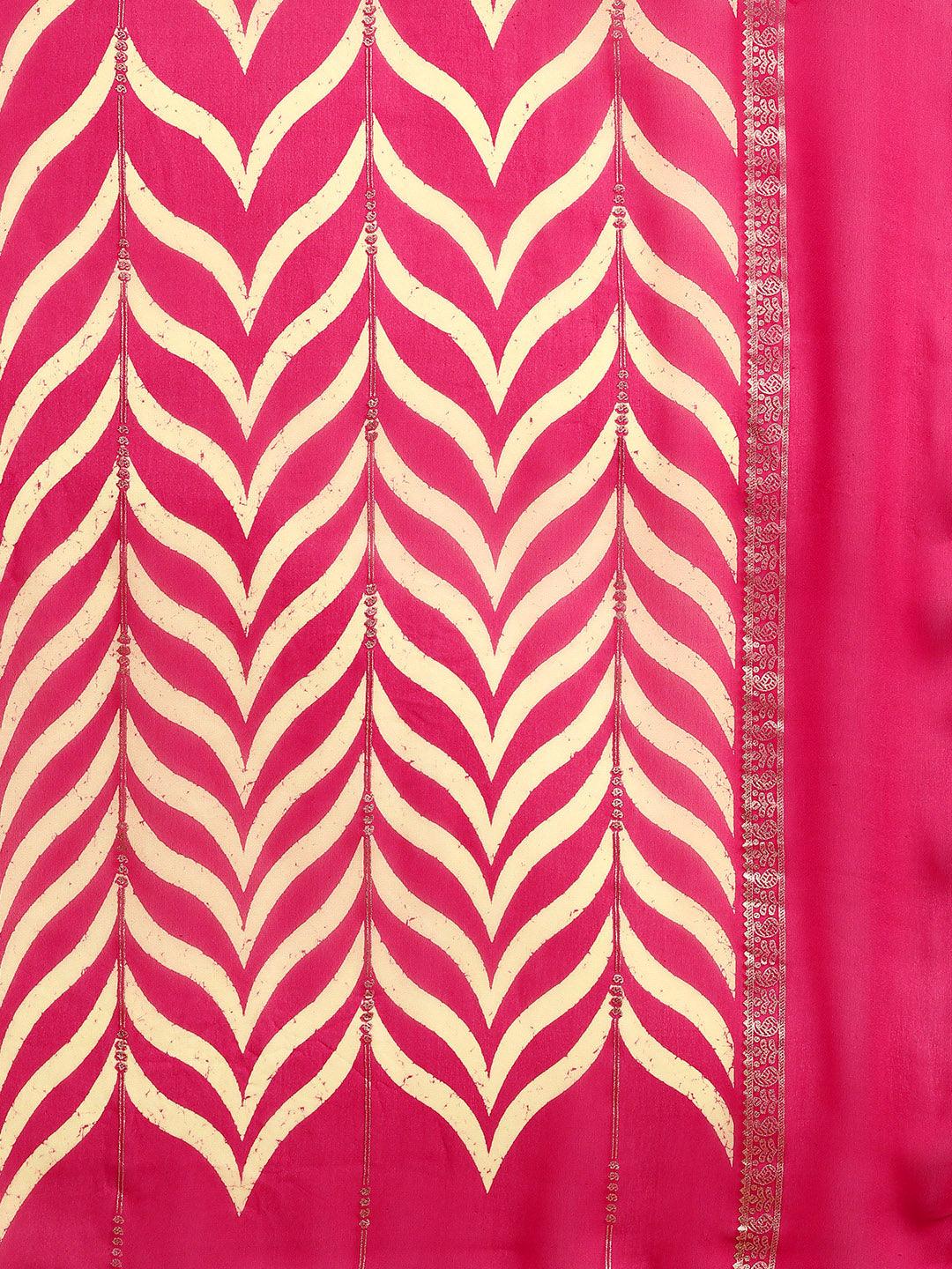 Pink Printed Chiffon Saree