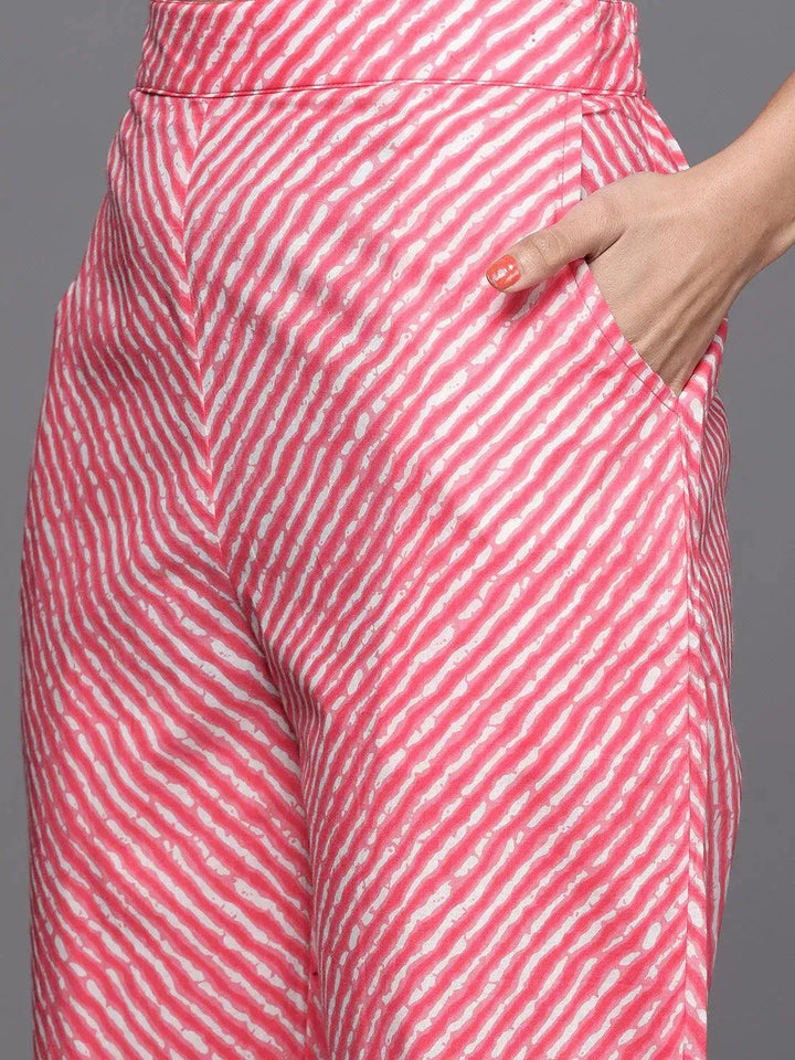 Pink Printed Cotton Suit Set - Libas