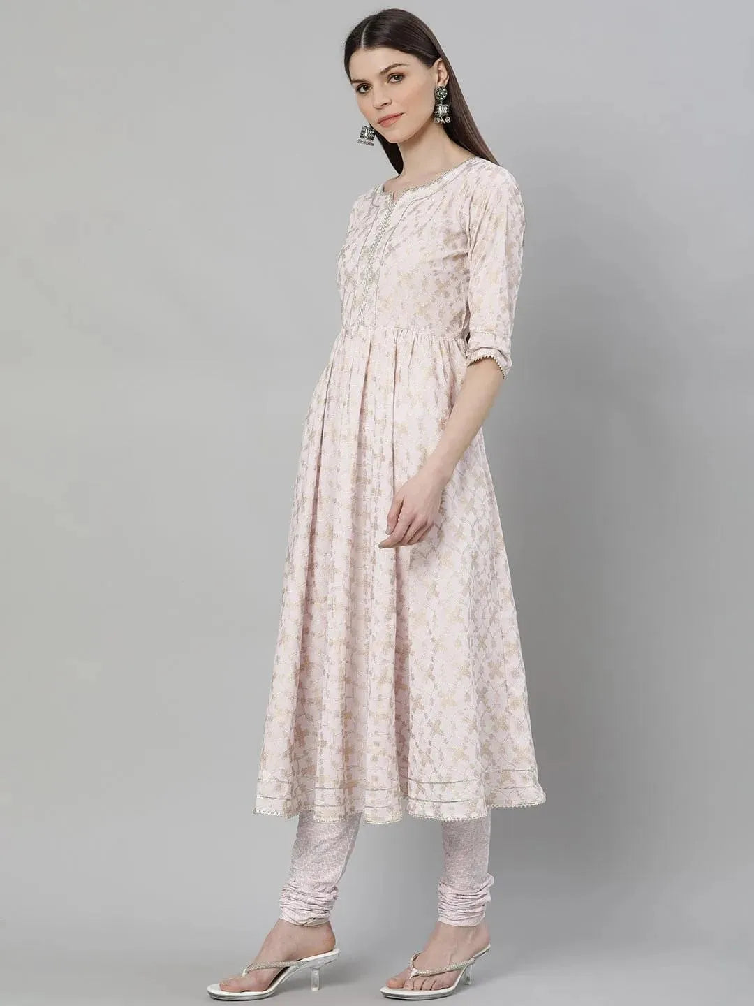 Pink Printed Cotton Suit Set - Libas 