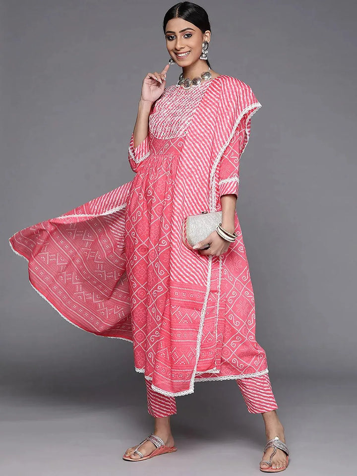 Pink Printed Cotton Suit Set - Libas