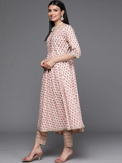 Pink Printed Cotton Suit Set - Libas