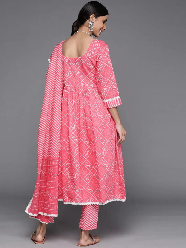 Pink Printed Cotton Suit Set - Libas