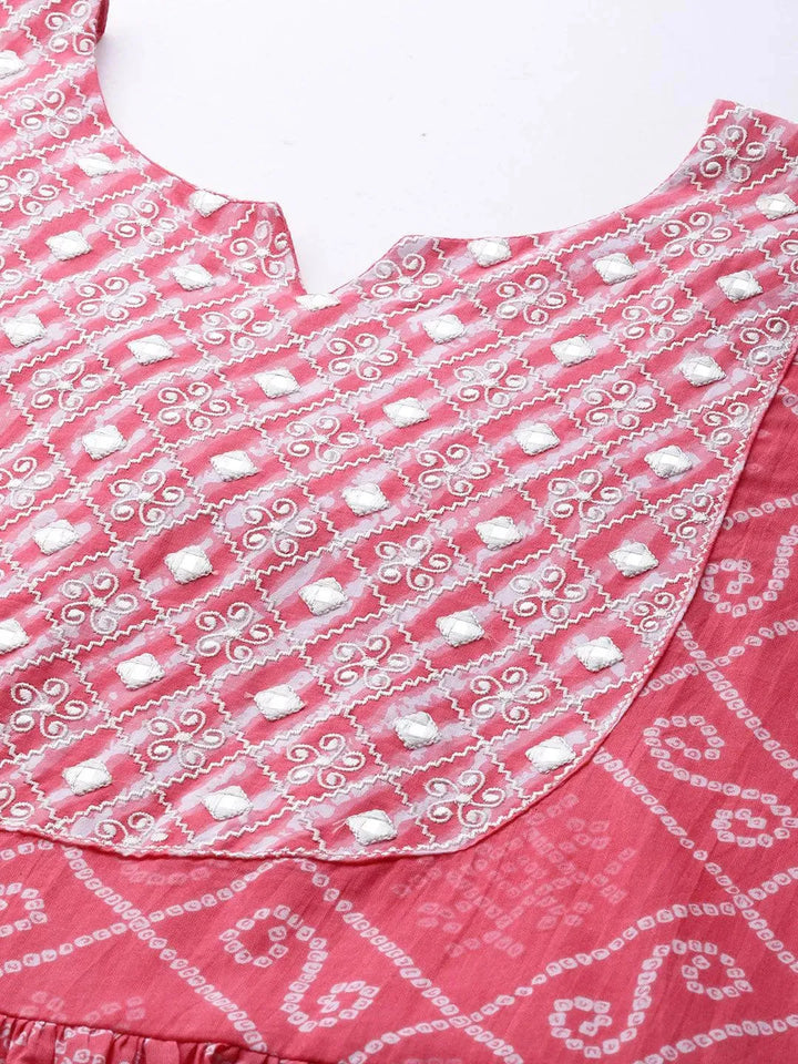 Pink Printed Cotton Suit Set - Libas