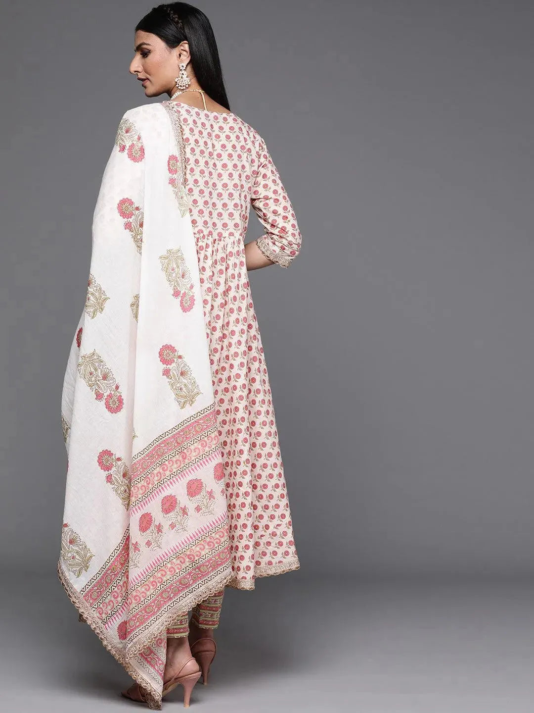 Pink Printed Cotton Suit Set - Libas