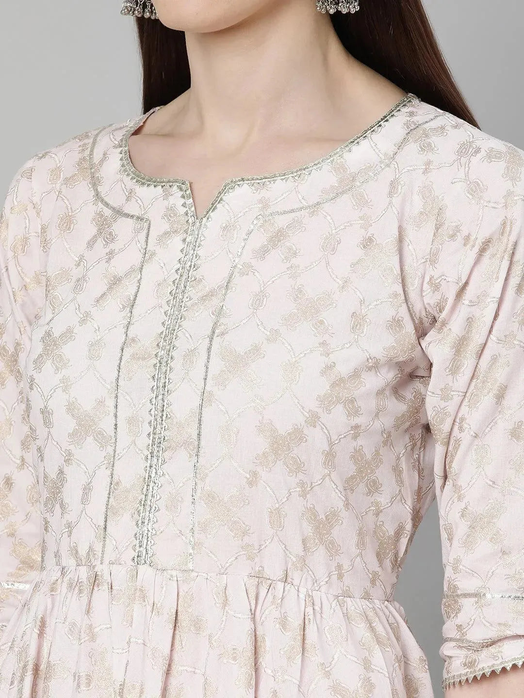 Pink Printed Cotton Suit Set - Libas 