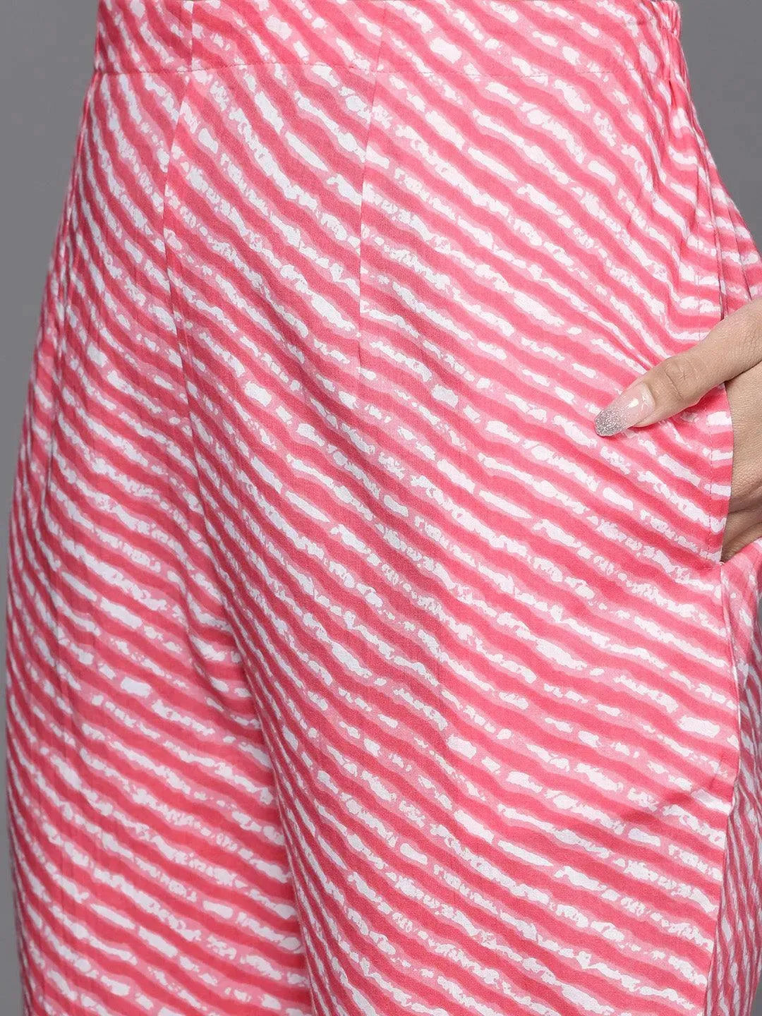 Pink Printed Cotton Suit Set - Libas 