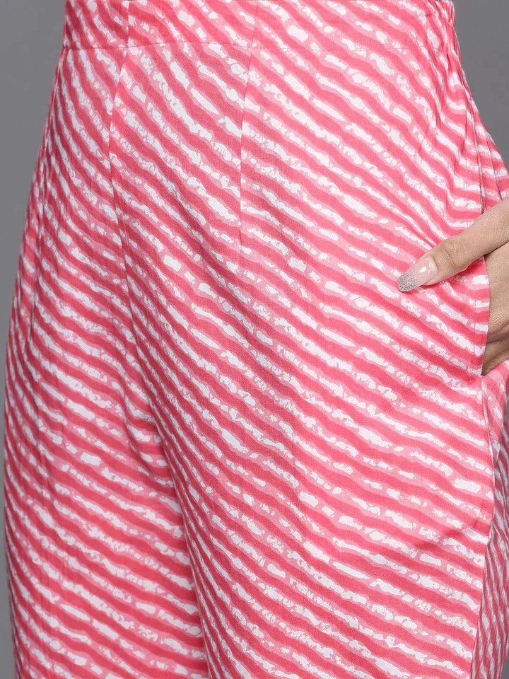 Pink Printed Cotton Suit Set - Libas