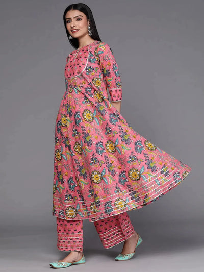 Pink Printed Cotton Suit Set - Libas