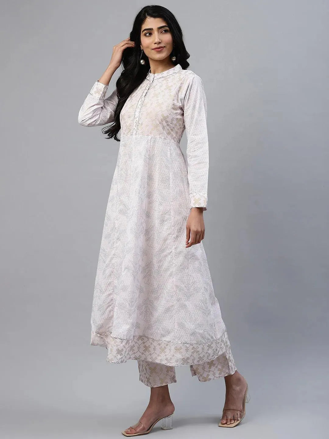 Pink Printed Cotton Kurta Set - Libas 