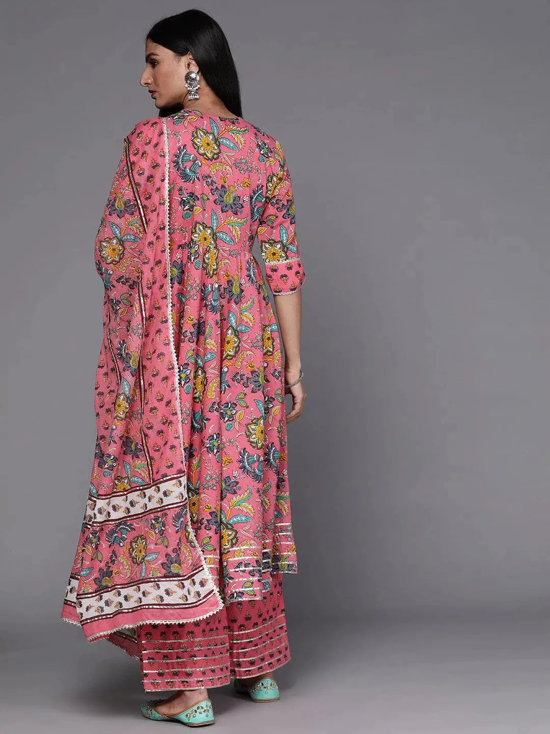 Pink Printed Cotton Suit Set - Libas