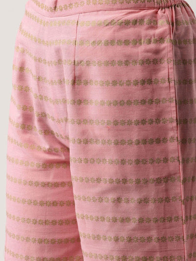 Pink Printed Cotton Kurta Set - Libas