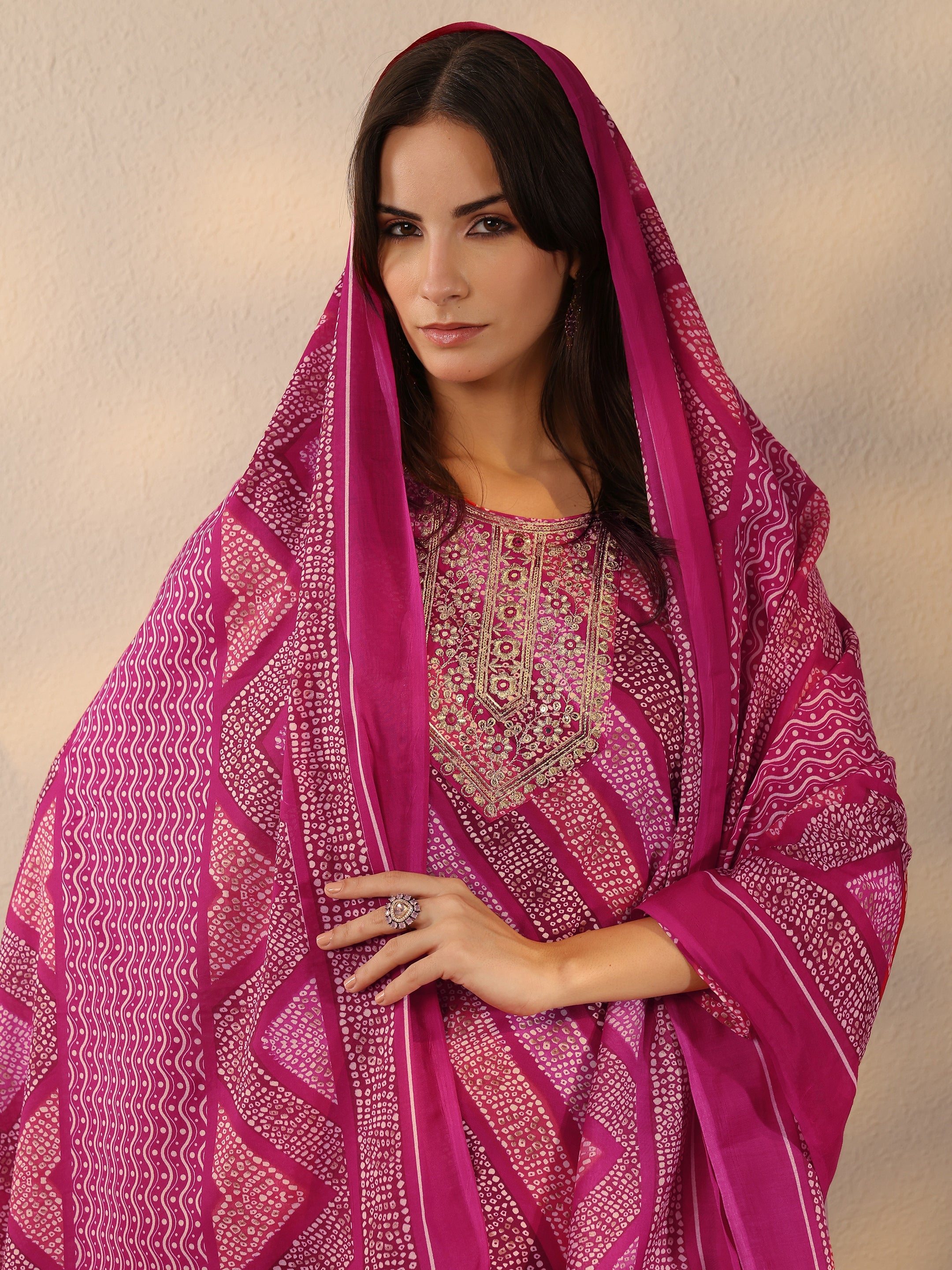 libas Pink Printed Cotton Blend Straight Suit Set With Dupatta-picture-31