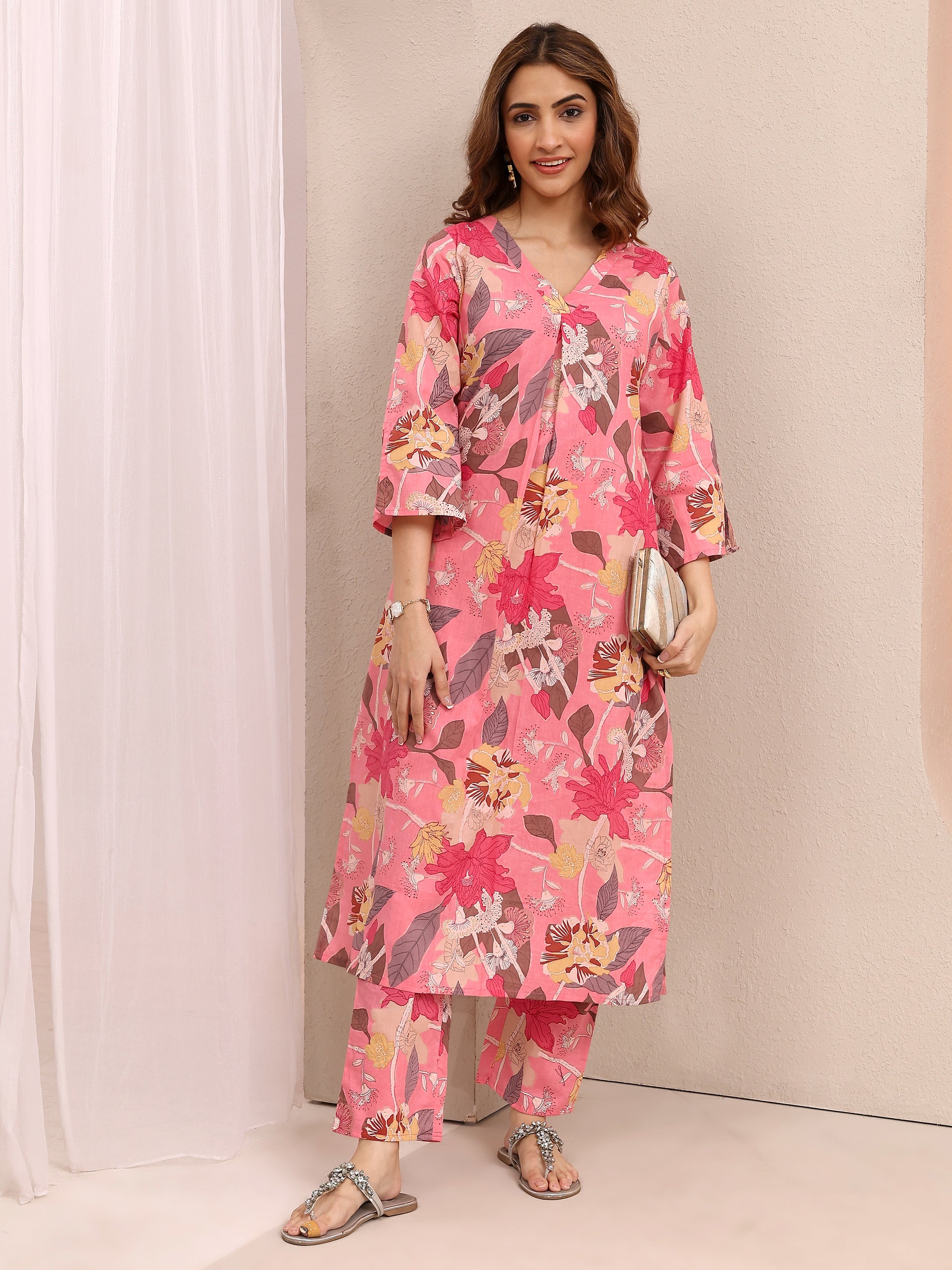 libas Pink Printed Cotton Co-Ord Sets-picture-17