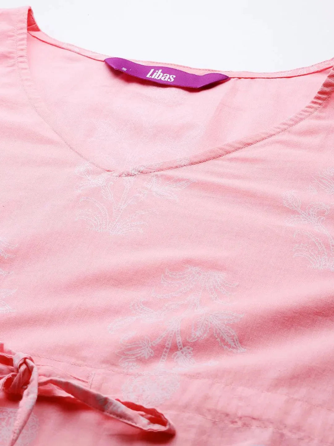 Pink Printed Cotton Night Suit - Libas 