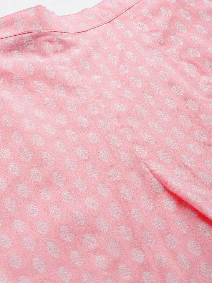 Pink Printed Cotton Night Suit - Libas