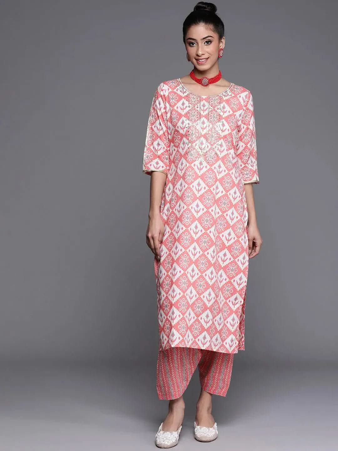 

Buy Pink Printed Cotton Kurta - 23444O- | Libas Ethnic Wear Online