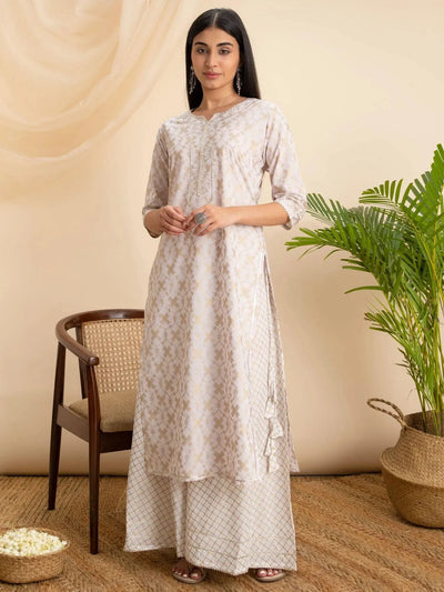 Pink Printed Cotton Kurta - Libas