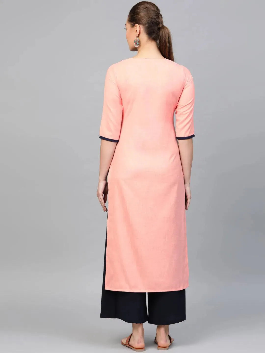Pink Printed Cotton Kurta - Libas 