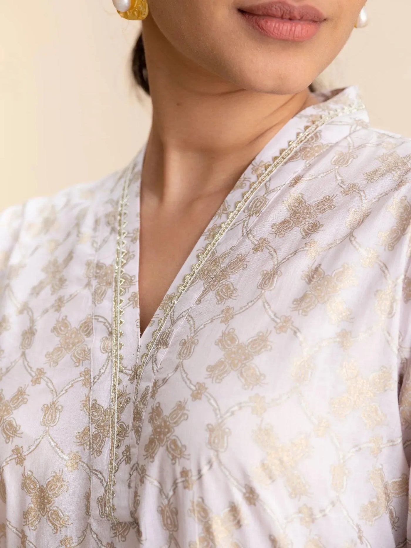 Pink Printed Cotton Kurta - Libas