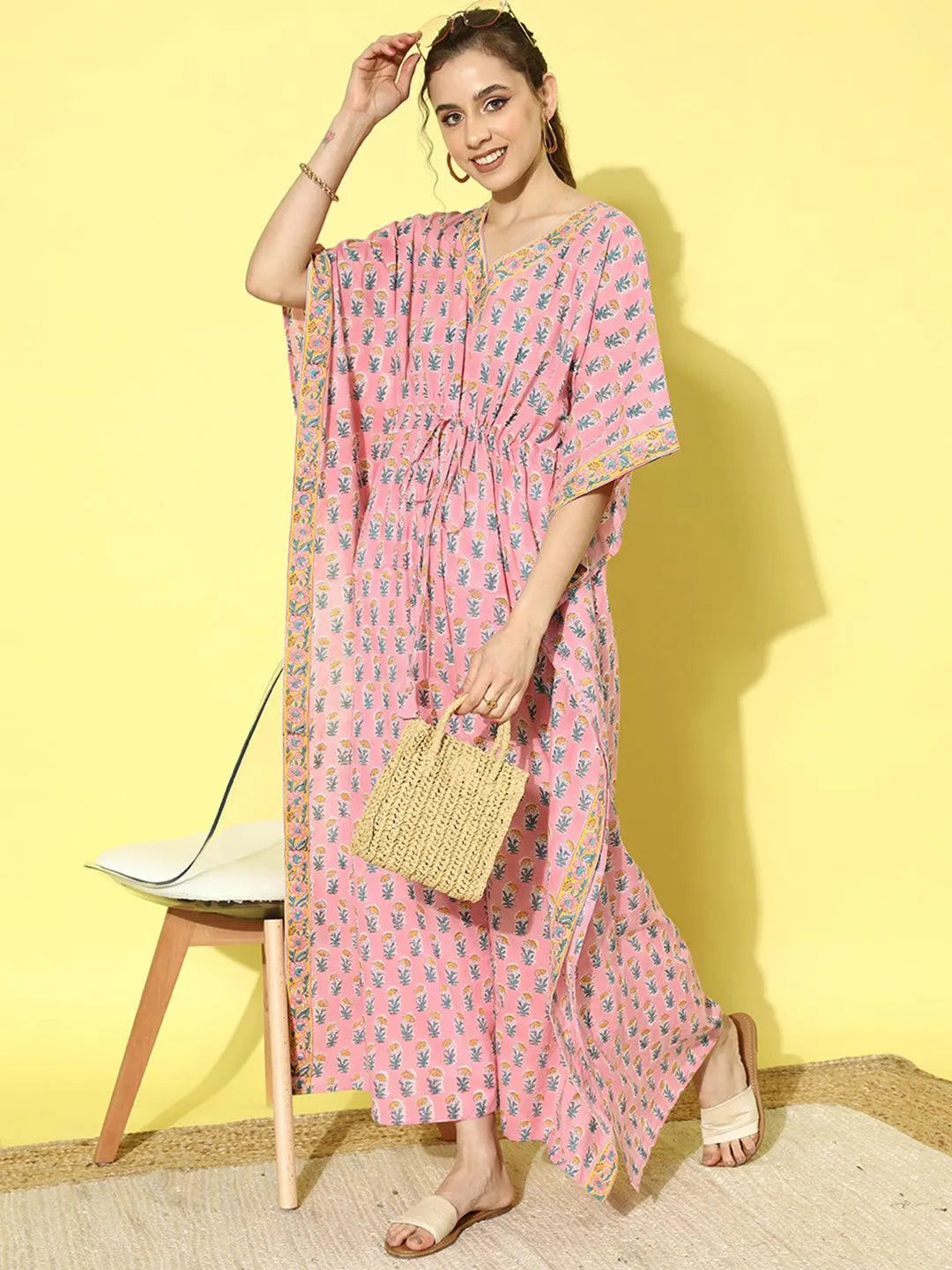  Pink Printed Cotton Night Dress 