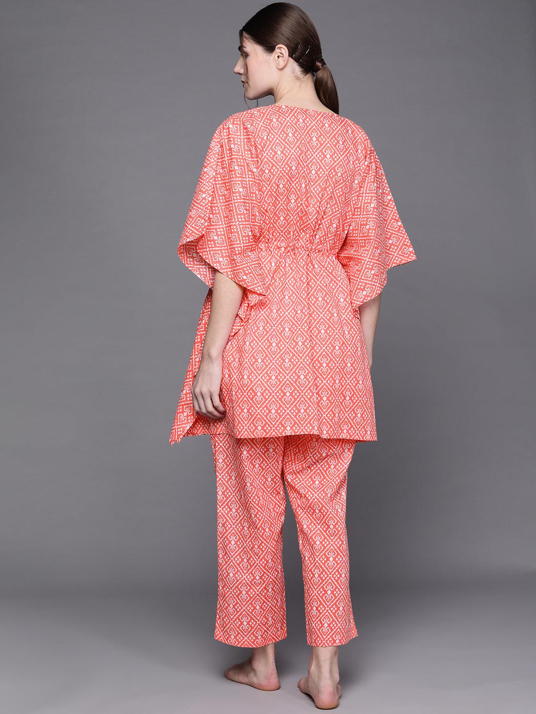 Pink Printed Cotton Night Suit