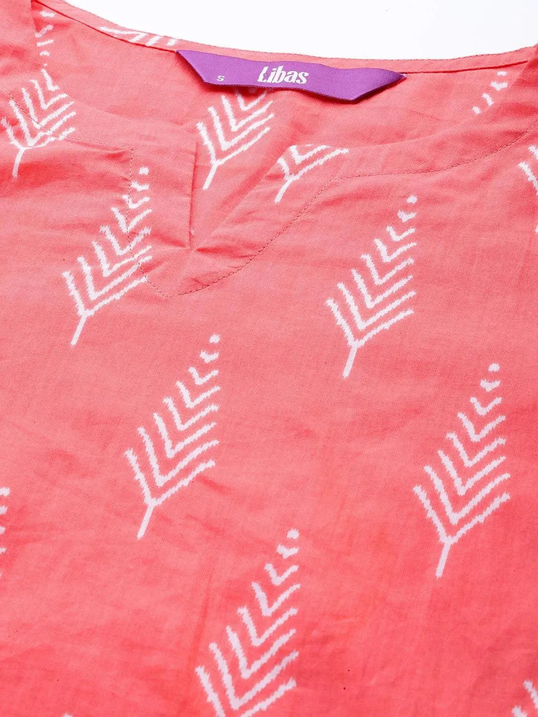 Pink Printed Cotton Night Suit - Libas 
