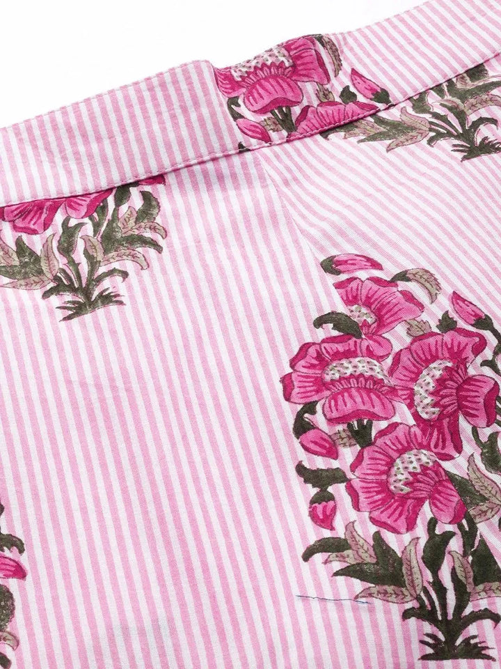 Pink Printed Cotton Night Suit - Libas
