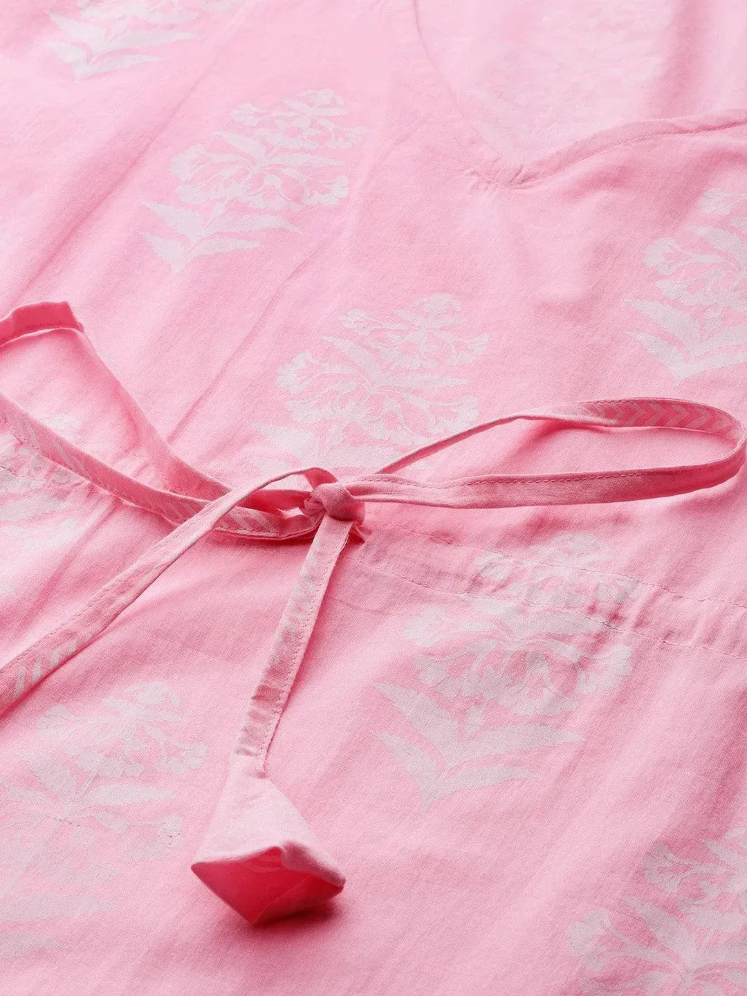 Pink Printed Cotton Night Suit - Libas 