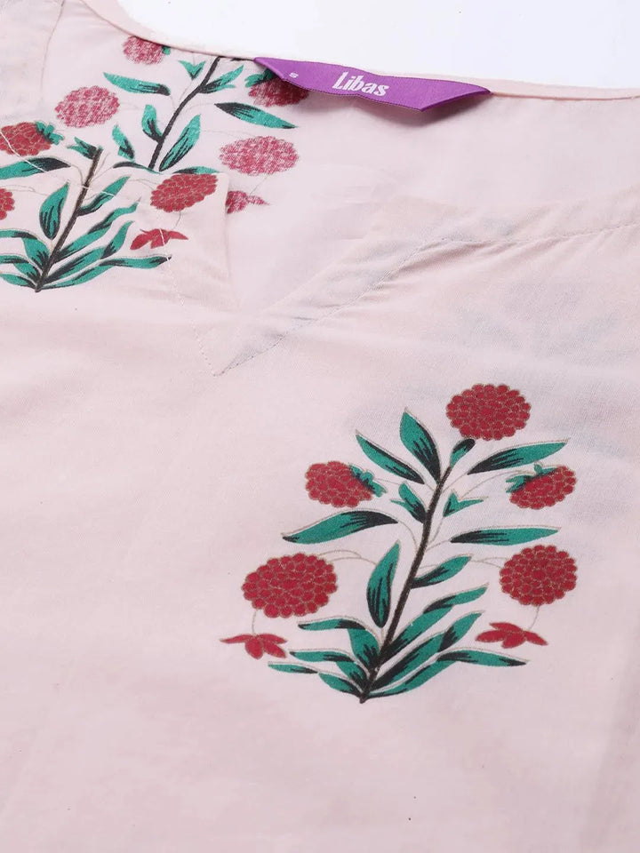 Pink Printed Cotton Night Suit - Libas