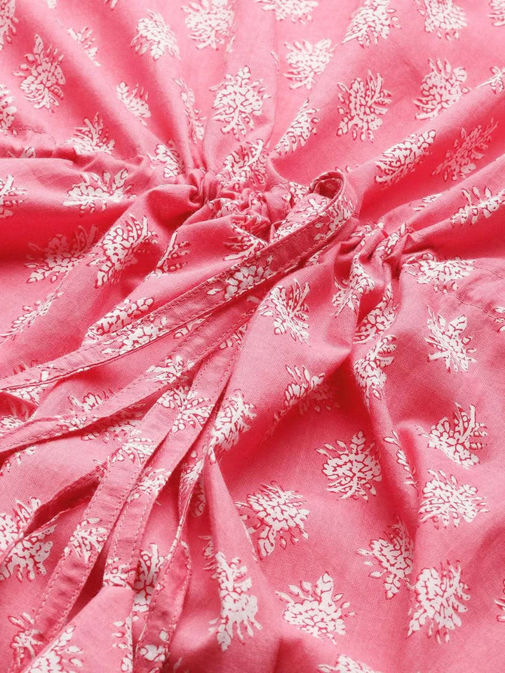 Pink Printed Cotton Nightdress - Libas
