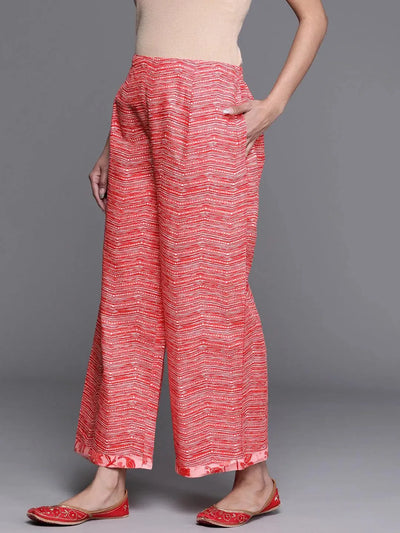 Pink Printed Cotton Palazzos - Libas