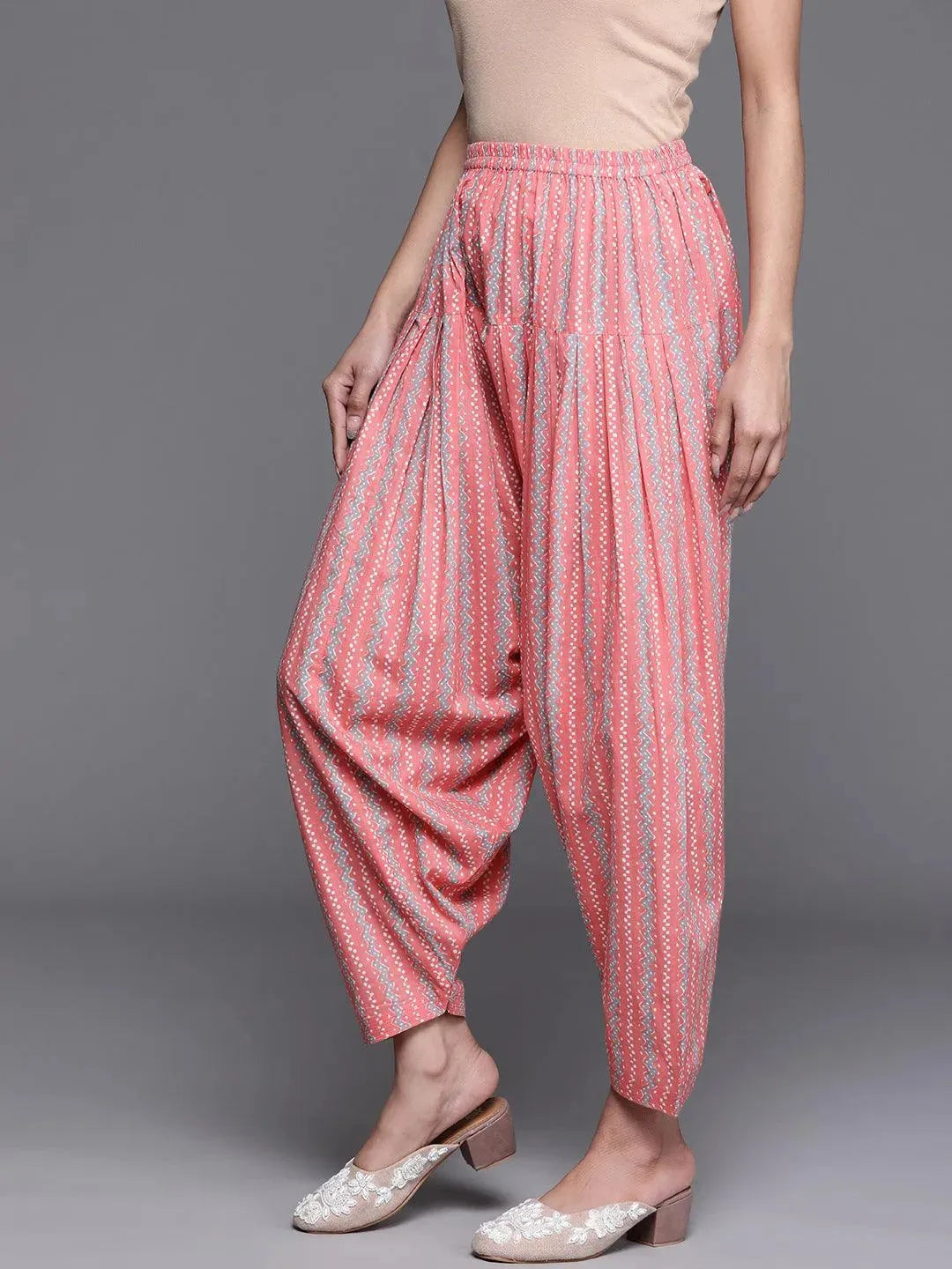 Pink Printed Cotton Salwar - Libas 