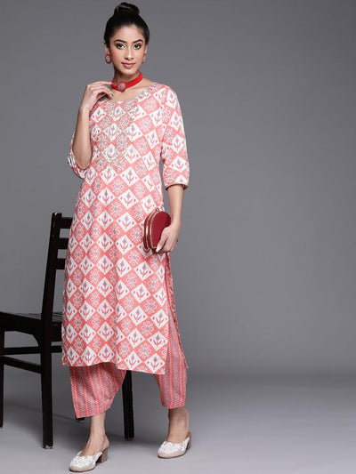Pink Printed Cotton Salwar - Libas