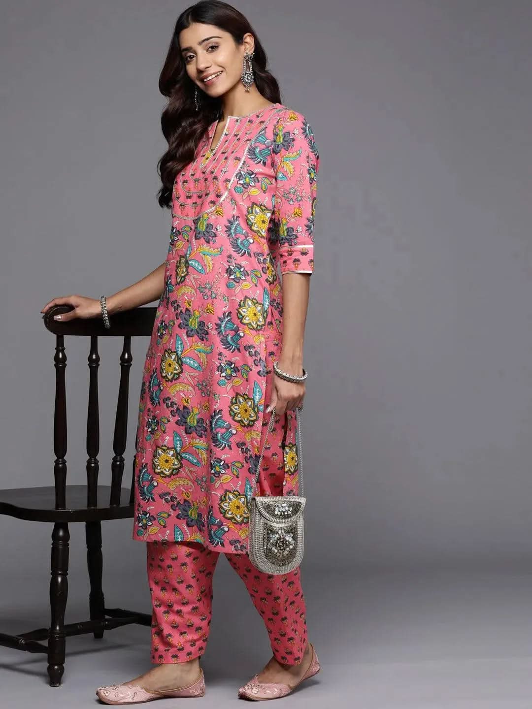 

Pink Printed Cotton Salwar Pants