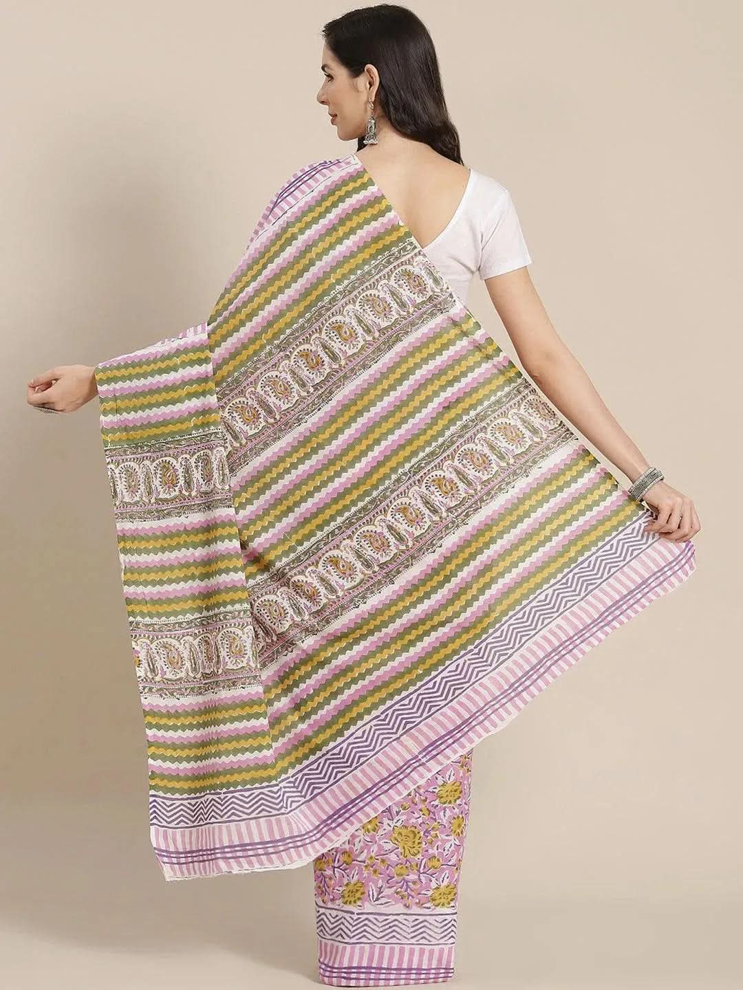 

Buy Pink Printed Cotton Saree - 14554 | Libas Ethnic Wear Online