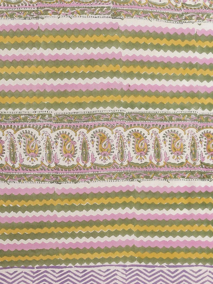Pink Printed Cotton Saree - Libas