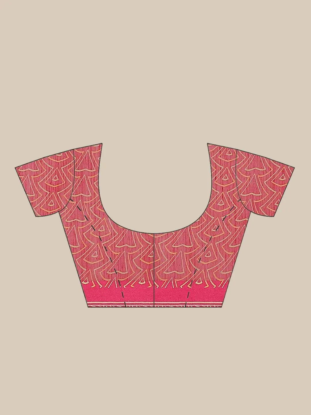 Pink Printed Cotton Saree - Libas 