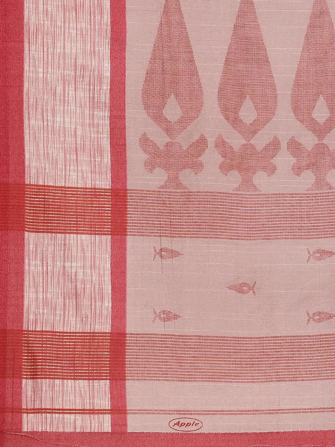Pink Printed Cotton Silk Saree - Libas 
