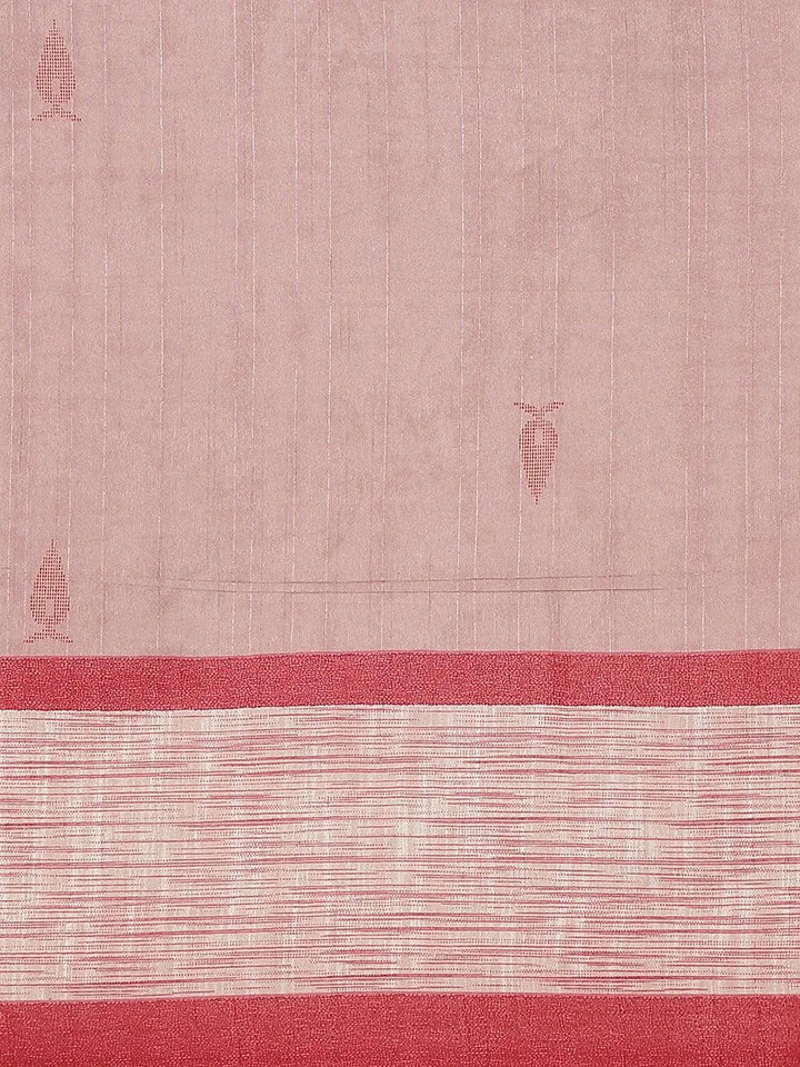 Pink Printed Cotton Silk Saree - Libas