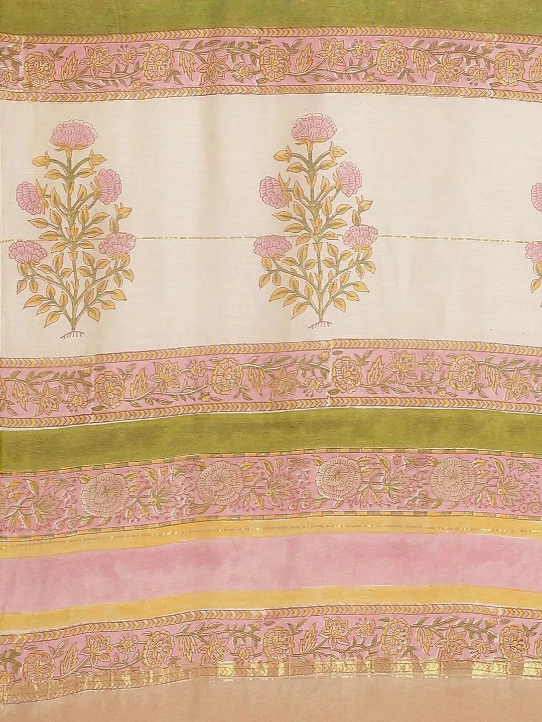 Pink Printed Cotton Silk Saree - Libas 