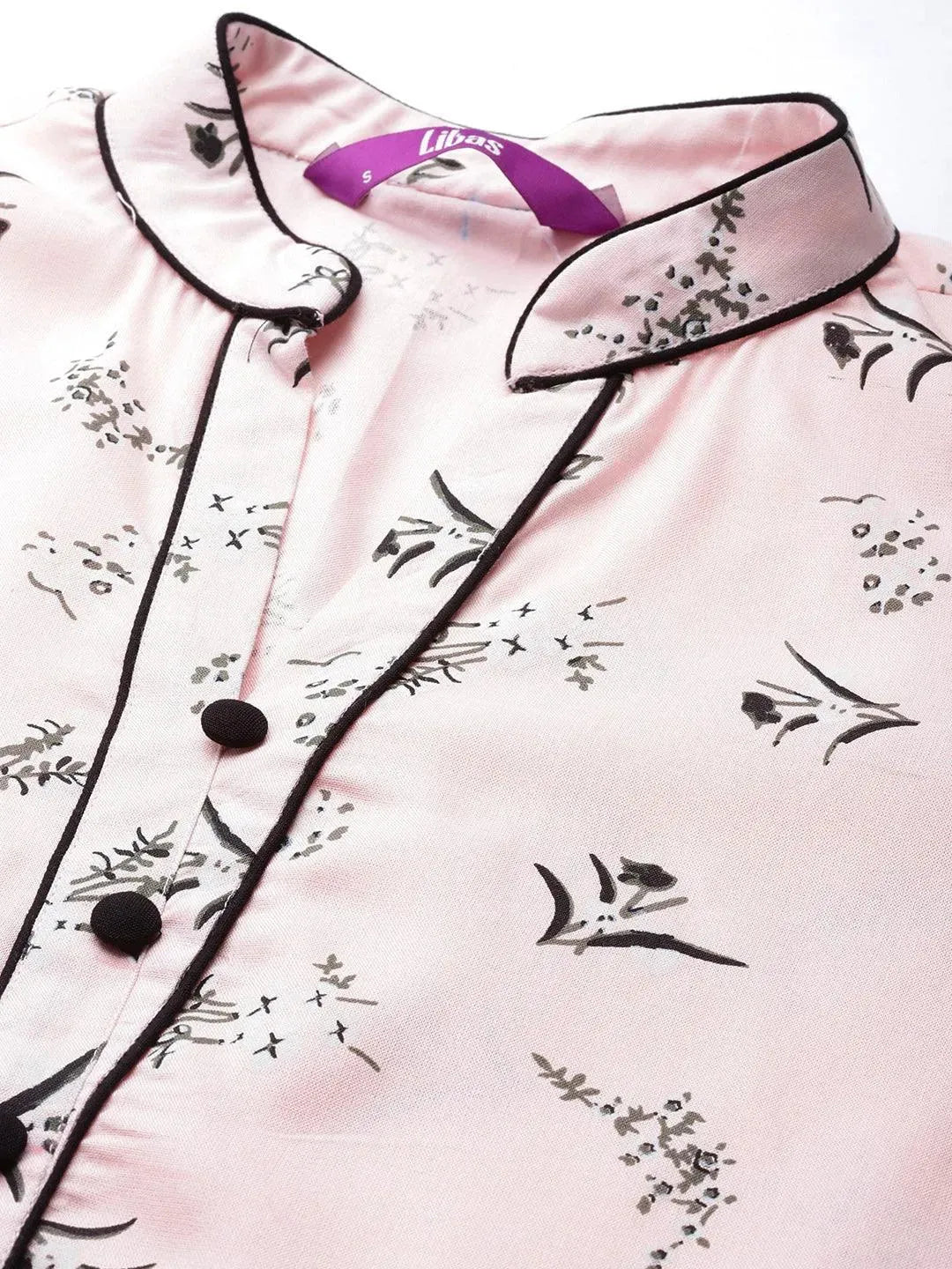 Pink Printed Cotton Straight Kurta - Libas 