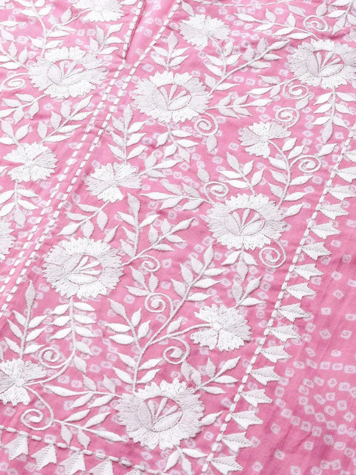 Pink Printed Cotton Suit Set - Libas