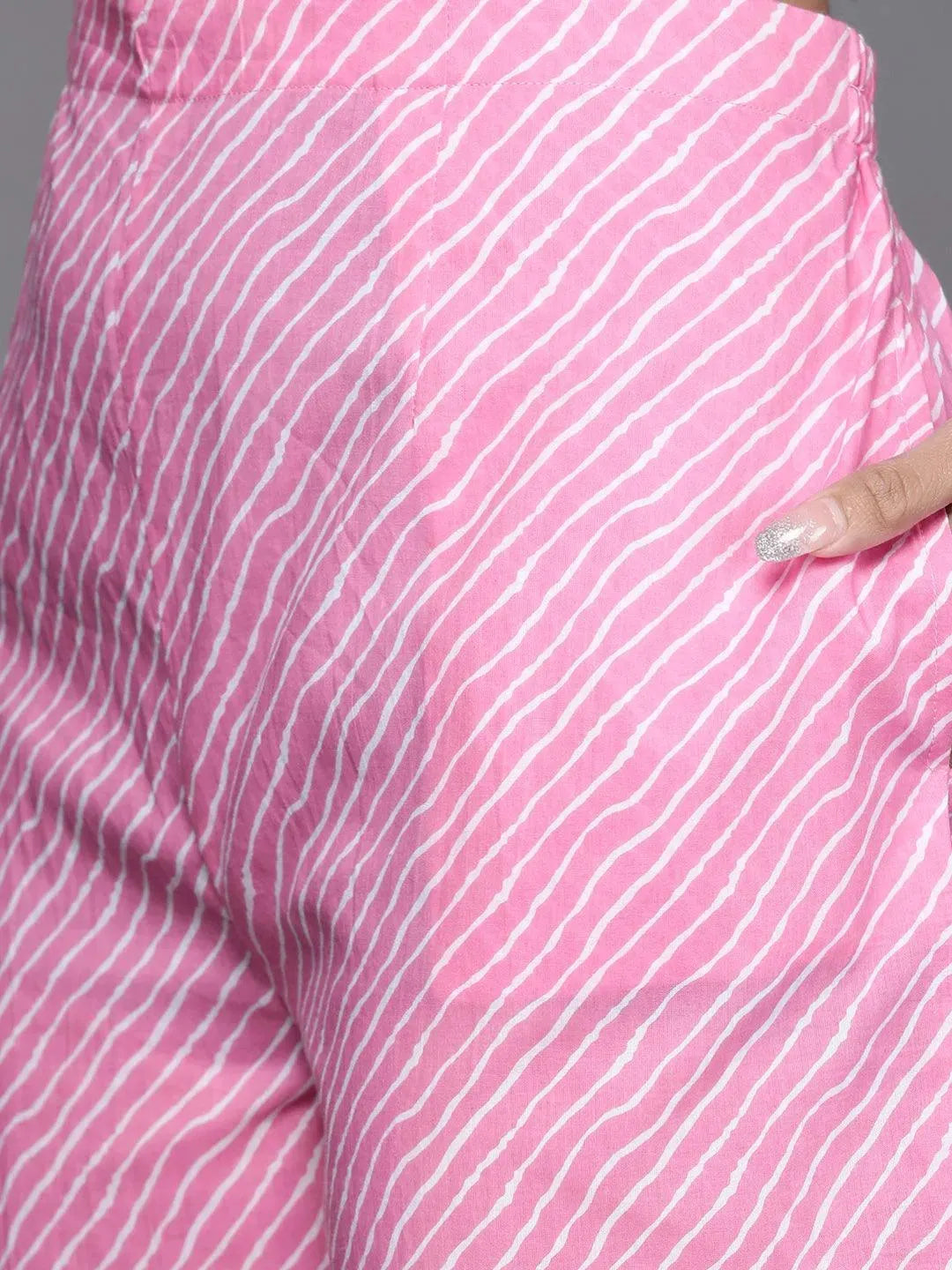 Pink Printed Cotton Suit Set - Libas 