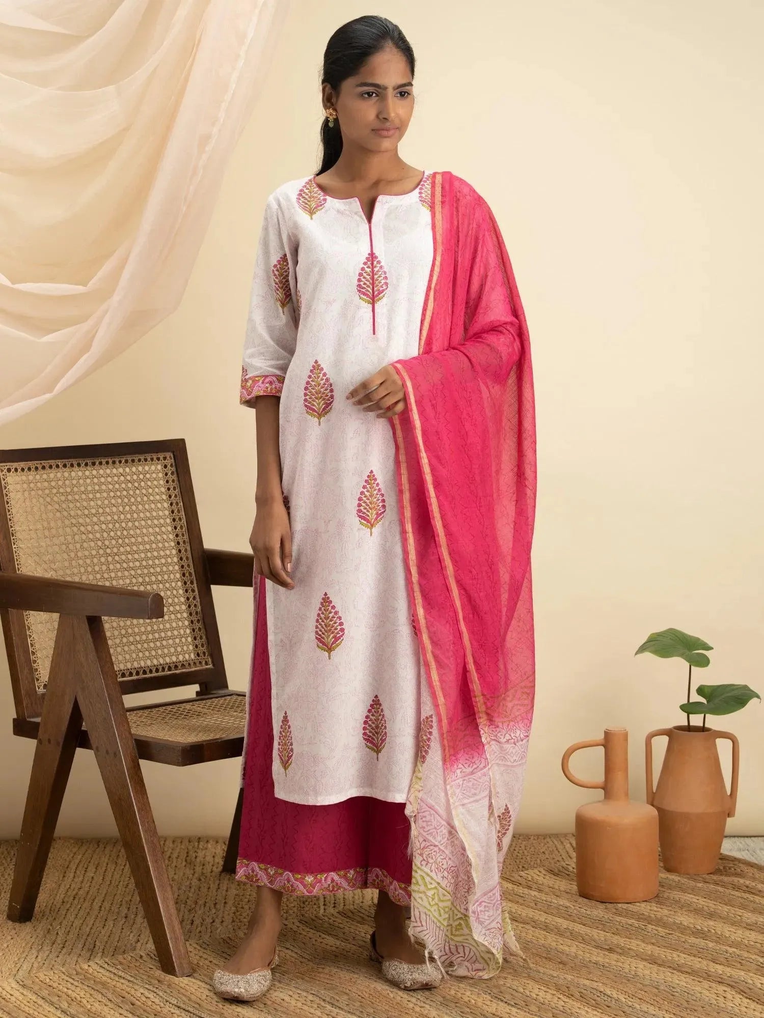 

Buy Pink Printed Cotton Suit Set - 20037O-XS | Libas Ethnic Wear Online