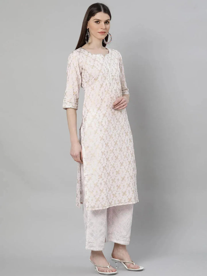 Pink Printed Cotton Suit Set - Libas